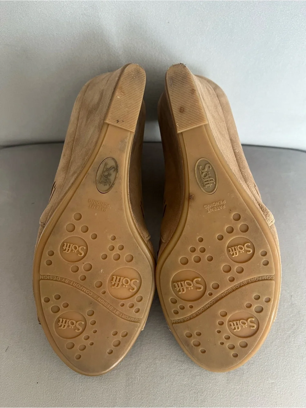 Sofft Yardley Nude Suede-Like Lace-Up Wedge Sandals EUC - Picture 8 of 10